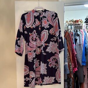 GAP Long Sleeve Dress with Pink and Purple Paisley